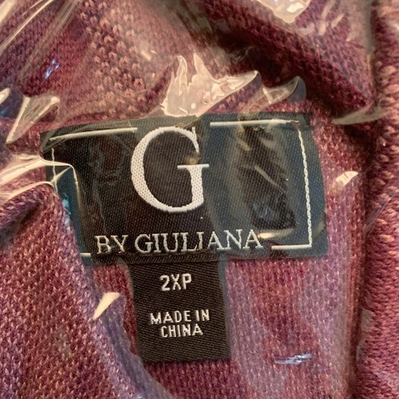 NWT G BY GIULIANA JACQUARD SWEATER KNIT DUSTER CARDIGAN WINE PLAID 2X (PETITE) - Picture 10 of 12